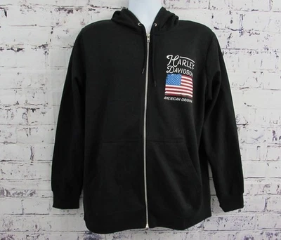 Harley Davidson American Original Full Zip Hoodie Black Men’s L N/WT 99016-24DM - Image 1 of 4