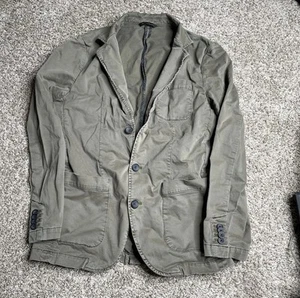 Banana Republic Safari Blazer Coat Mens 38 Regular Olive Green Utility Button - Picture 1 of 9