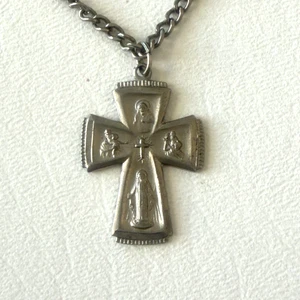 Collar Colgante Cruz Cuatro Vías De Colección Soy Católico Llama a un Sacerdote Dije Medallón - Imagen 1 de 3