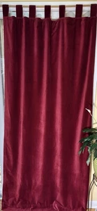 Cotton Velvet Burgundy( 2) Tab-Top Curtain Panels  46X84 Velvet Drapes - Picture 1 of 9