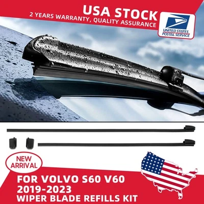 2 PCS For Volvo S60 V60 V60Cross Country 19-24 Front wiper blade rubber Refill - Image 1 of 4