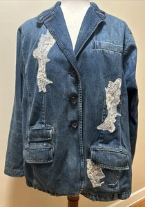 NWT! Lauren Ralph Lauren Black Label Jean Jacket Women’s Size 18W Denim Lined - Picture 1 of 22