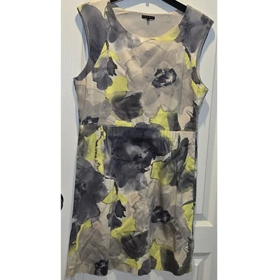 Vestido Theory Floral Sin Mangas Talla 12 Gris Amarillo Foto 1 de 4
