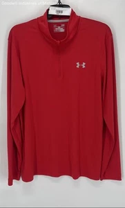 Men's Under Armour Red 1/4 Zip Sweater Sz L - Picture 1 of 3
