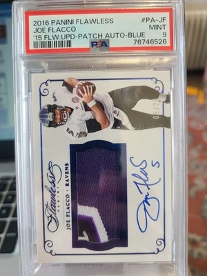 2016 Panini Flawless Patches autógrafos #PAJF Joe Flacco/20 PSA 9 jogos usados - Imagem 1 de 2