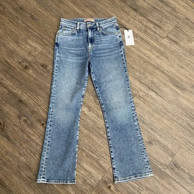 Jean recortado panorámico de tiro ultra alto Jo vintage de lujo 7 For All Mankind talla 27 Foto 1 de 4