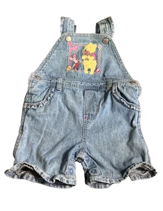 Vintage Disney Baby Winnie Puuh bestickter Shortall Overall 6-9 Monate Knopf - Bild 1 von 16