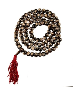 Chapelet mala tibétain 3ème œil , collier bouddhiste #8259 - Picture 1 of 4