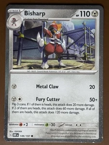 Bisharp #149/197 Cosmos Holo SV03: Obsidian Flames Pokemon Card TCG - Picture 1 of 2