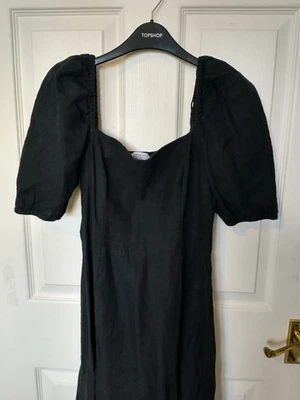 & Other Stories Black Linen Side Split Midi Dress Size 38 - Image 1 of 4