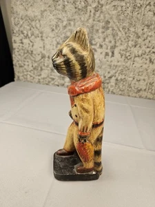 Vintage Holz geschnitzte handbemalte Katze, 12 Zoll - Bild 1 von 6
