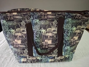 Hawaii Aloha Honolulu Beach Patterned Zip Tote Bag 18 deep 25 length - Picture 1 of 8