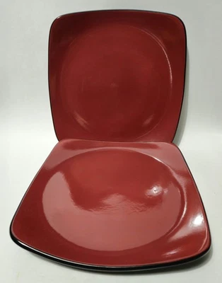 2 Corelle Hearthstone Chili Red Square Dinner Plates  - Image 1 of 4