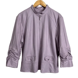 Chico’s Snake Print Ruched Sleeves Jacket - Lavender - Size 3/XL - Picture 1 of 5