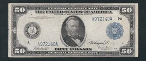 RARE BURKE/GLASS 6 DIGIT SERIAL NUMBER 1914 $50 FEDERAL RESERVE NOTE  - Picture 1 of 2