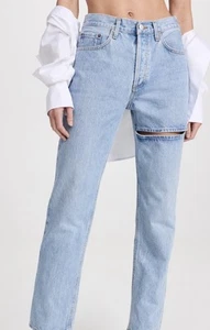Agolde Lana Slice Jeans Size 27 Raw Hem Straight Leg - Picture 1 of 5