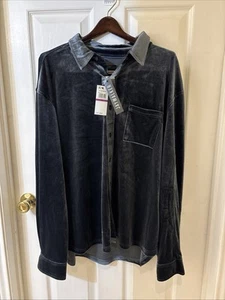 Neu mit Etikett Jaywalker Herren Langarm Samt Marine Button Down SHIRT Freizeit Größe XXL - Bild 1 von 4
