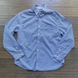 NAUTICA Plaid Button Down Shirt Mens Sz Large Blue White Classic Preppy Corpcore - Picture 1 of 5
