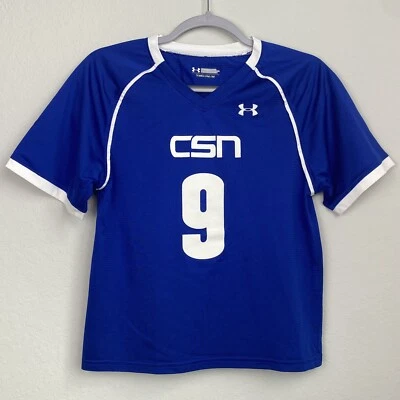 NEW Under Armour Royal Blue White #9 Youth Medium Sports Jersey Shirt CSN - Image 1 of 4