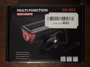 Bike Solar Powered Headlight USB Rechargeable - Picture 1 of 5