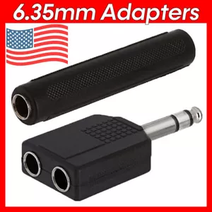 6,35 mm Kupplung 6,35 mm auf 6,35 mm Adapter Mono Stereo Audio 1/4" Splitter - Bild 1 von 6