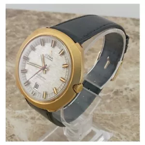 Retro 14k Gold Swiss Cyma Navy Star 25 Jewel Gents Auto Date Wrist Watch 1974 - Picture 1 of 16