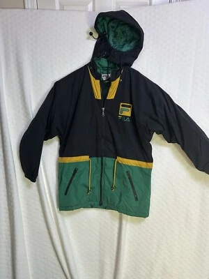 vintage 90s fila ski jacket Size Medium Multi Color Black Yellow And Green - Image 1 of 4