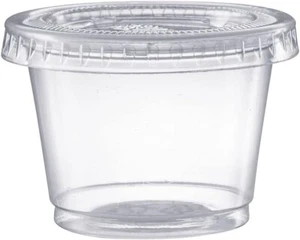 4 oz Plastic Clear Souffle Disposable Portion Cups with Lids Cup,Drinks BPA Free - Picture 1 of 4