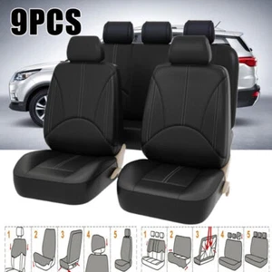 Car 5 Seat Covers Full Set Waterproof Leather Universal for Auto Sedan SUV Truck - Picture 1 of 13