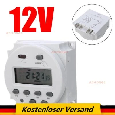 Digitale LCD Zeitschaltuhr DC/AC 12V 16A Timer Programmierbar Schalter Zeit Gut - Bild 1 von 4