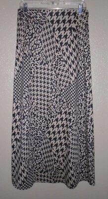 ECI Нью-Йорк длинная юбка геометрический елочка черный и желтовато-коричневый женщин маленький EUC - Изображение 1 из 4