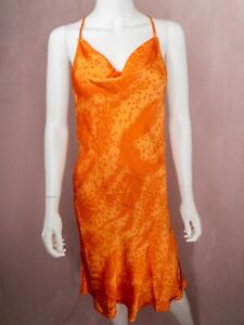Equipment Orange Viscose Silky Slip Dress Size Small