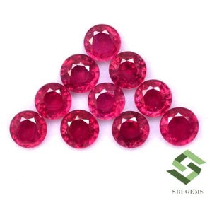 11.49 CTS Natural Ruby Round Cut 6 mm Lot 10 Pcs Mozambique Loose Gemstones GF - Picture 1 of 5
