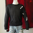 GIANNI VERSACE black silk men's sweater w/ safety pins on rip details size IT 48