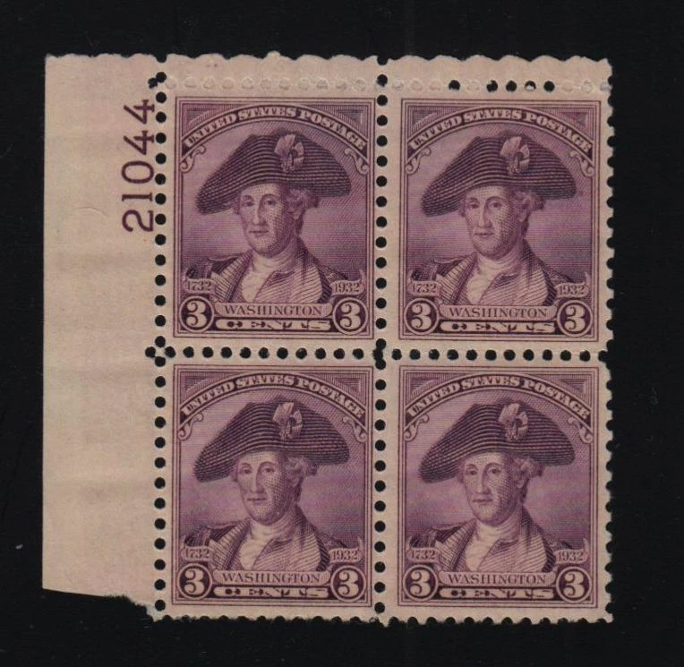 1932 Washington Bicentennial Sc 708 MLH * scarce plate number 21044 UL - Image 1 of 1