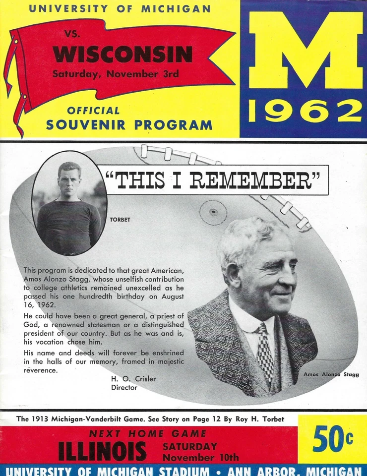 1962 11/3 NCAA college football program, Wisconsin Badgers v Michigan Wolverines - Image 1 of 1