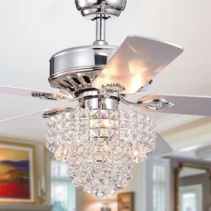 Bryanya 5-Blade 52-inch Chrome Lighted Ceiling Fans Remote - Picture 1 of 6