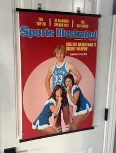 RARE Larry Bird Banner SI Cover Sign Indiana State 20in X 30in Vintage Poster - Picture 1 of 2