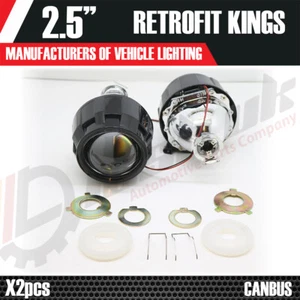 2X 2.5 HID H1 H7 BI XENON BLACK PROJECTORS HI LOW RHD HEADLIGHT LENS UK - Picture 1 of 5