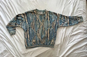 Vintage COOGI Blues Knitted Cotton Sweater 3D Knit Size L Made In Australia - Picture 1 of 11