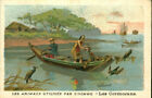 Image ancienne chromo les animaux utilisés par l'homme les cormorans