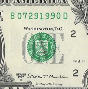 JULY 29 1990 Birthday Fancy Serial Number Date Note One Dollar Bill 07 29 1990 - Picture 1 of 11