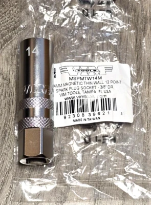 VIM Tools Magnetic 14mm 12PT Thin Wall Spark Plug Socket 3/8dr #MSPMTW14M - Image 1 of 2