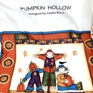 Pumpkin Hollow Fabric panels to quilt applique or sew 100% Cotton by Leslie Beck - Picture 1 of 8