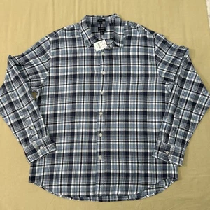 Neu J Crew blau weiß kariert Flanell Knopfleiste klassische Passform Hemd Herren XL - Bild 1 von 9