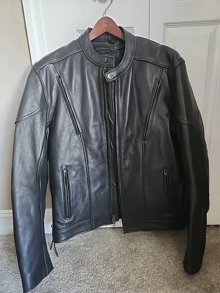 Chaqueta de carreras Fox Creek de cuero negra ventilada para hombre talla 48 nueva sin etiquetas Foto 1 de 4