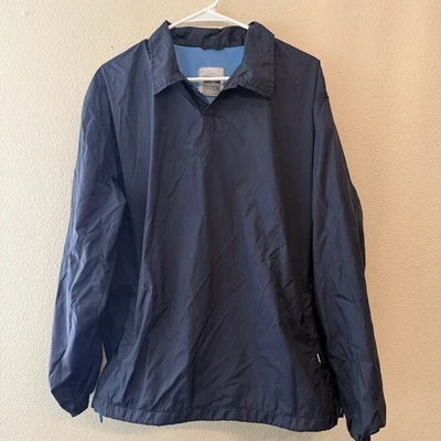 Vintage Stussy Windbreaker Navy Pullover Size Large Unisex Pockets Fall Winter - Image 1 of 4