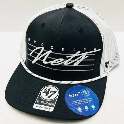 '47 Brand Brooklyn Nets Downburst Trucker Hat Cap Adjustable Snap Black NBA - Image 1 of 4
