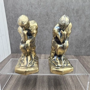 Sujetalibros vintage SCC The Thinker metal espelta dorado 7276 arte de mediados de siglo - Imagen 1 de 10