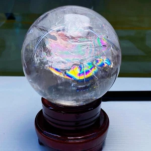 Top Natural Clear Quartz Sphere Rainbow Crystal Ball Healing Gift 105mm/1580g - Picture 1 of 8